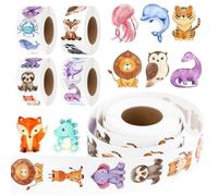 Sticker Roll Animal Stickers Pack of 2000 Stickers Roll Cartoon Animals Reward Stickers Self-Adhesive Stickers Animals for Scrapbooking DIY Crafts Journal