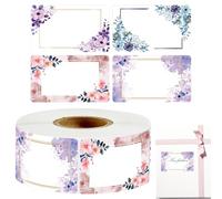 Sticker Roll for - Gift Packaging Bag Stickers with Flower Pattern, Sticker Labels for Jelly, Preserves, Jars, and More, with Blank Area for Use