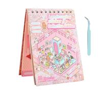 Sticker Scene Book, 3D Sticker Book, Interactive Play PET Material Cardboard Build Portable Easy Carry Compact Lightweight, Kids Activity Decal for Home Present Girls, 5.51x7.68x0.98 Inches, Pink