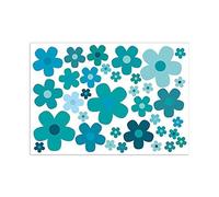 Sticker set "Floral, flowers, blue", type no. kfz_241, for car, moped, small moped, scooter, laptop, kitchen, bathroom etc.