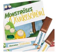 Sticker Set on 3 DIN A4 Sticker Sheets for Merci Chocolate for 250 g Box as a Gift without Chocolate Bar to Say Thank You Personally Y062 (11 Monsters)