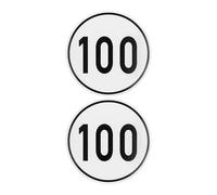 Sticker Set Speed with 100 KM/H, 2 pcs, Ø 7.87", self-Adhesive Film, External Adhesive, Tempo Adhesive Stickers for Trailers, Lorries, Buses, Agricultural Machinery, caravans, Speed Sticker car Set