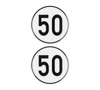 Sticker Set Speed with 50 KM/H, 2 pcs, Ø 7.87", self-Adhesive Film, External Adhesive, Tempo Adhesive Sticker for Trailers, Lorries, Buses, Agricultural Machinery, caravans, Speed Sticker car Set