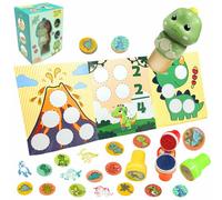 Sticker Stamper, 6 Pages Sticker Book with 100 Stickers, Sticker Stamp Dinosaur, Arts and Crafts Fidget Toy, Creative Play Travel Toy for Girls and Boys with 4 pcs Stamps for Kids