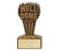 Sticker Stocker Gold Micro Well Done Award Trophy 7.5cm Resin FREE engraving and Certificate