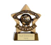 Sticker Stocker Mini Star Football Participation Award Trophy 8cm Resin FREE engraving and Certificate
