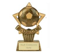 Sticker Stocker Mini Star Plus Football Award Trophy 10cm Resin FREE engraving and Certificate