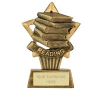 Sticker Stocker Mini Star Plus Reading Award Trophy 10cm Resin FREE engraving and Certificate