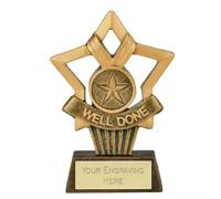 Sticker Stocker Mini Star Plus Well Done Award Trophy 10cm Resin FREE engraving and Certificate