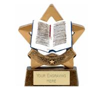 Sticker Stocker Mini Star Reading Book Award Trophy 8cm Resin FREE engraving and Certificate