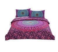 Sticker superb 220x240cm 3 Pieces Duvet Cover Set King Size, Boho Quilt Cover Set 3 Pieces 100% Polyester with Pillowcases (Red, King 220x240cm)