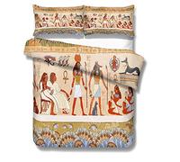 Sticker Superb 3 Piece Set Egyptian Bedding set king Size 220x240 cm Quilt Cover Ancient Egyptian Civilization Duvet Cover Textiles African Bedding Set (King)
