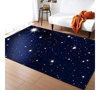 Sticker Superb. 3D Black Blue Galaxy Star Cosmos Indoor Large Rug for Bedroom Runner Mat Dorm Kids Room, Non Slip Area Rug Bedroom Kitchen, Nursery Rug Floor Carpet Yoga Mat (Blue 2, 120 x 180 cm)