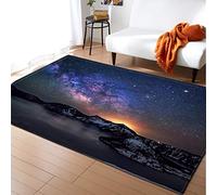 Sticker Superb. 3D Black Blue Galaxy Star Cosmos Indoor Large Rug for Bedroom Runner Mat Dorm Kids Room, Non Slip Area Rug Bedroom Kitchen, Nursery Rug Floor Carpet Yoga Mat (Blue 1, 120 x 160 cm)