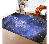 Sticker Superb. 3D Black Blue Galaxy Star Cosmos Indoor Large Rug for Bedroom Runner Mat Dorm Kids Room, Non Slip Area Rug Bedroom Kitchen, Nursery Rug Floor Carpet Yoga Mat (Blue 3, 80 x 120cm)