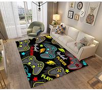 Sticker Superb. 3D Gamer Bedroom Rug Modern Joystick Living Room Rug Non-slip Graffiti Letter Game Console Decoration Soft Flannel Area Rugs For Teenage Child Boy (Color A,80x120 cm)