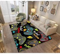 Sticker Superb. 3D Gamer Bedroom Rug Modern Joystick Living Room Rug Non-slip Graffiti Letter Game Console Decoration Soft Flannel Area Rugs For Teenage Child Boy (Color A,120x160 cm)