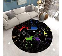 Sticker Superb. 3D Gamer Gamepad Controller Buttons Console Gaming Round Carpet Rug Floor Mat for Living Room Bedroom Decor Video Games Area Rug Non-slip Chair Mats (Color 1,80cm)