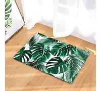 Sticker Superb. 3D Tropical Leaf Floor Mat,Door Mat Anti-slip Backing Polyester, Door Mat Indoor Washable, Bathroom Rug Absorbent, Yoga Game Exercise Mat outdoor Indoor (Green 3,40_x_60cm)