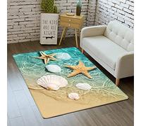 Sticker Superb. Beach Starfish Shell Area Rugs for Living Room Bedroom Kids Room Gamer Gamepad Stone Butterflies Printed Non-slip Carpet Soft Pad Washable Sofa Bed Bathroom Doormat (Blue,80x160 cm)