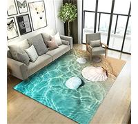Sticker Superb. Beach Surf Living Room Rug 3D Landscape Print Floor Mat Flannel Sponge Large Bathroom Decoration Bedroom Soft Area Coffee Table Bed Carpet (Colour2,120 x 160 cm)