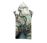 Sticker Superb. Beach Surfing Swimming Robe 110 * 75 cm 3D Animal Dolphin Bear Truck Shark Polyester Light Weight Wetsuit Changing Towel Poncho with Hood Beach Towel Bathrobe (Gray Green)