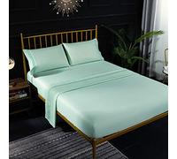 Sticker Superb. Bedding Fitted Sheet Set 100% microfiber (Fitted Sheets + Sheets + Pillowcases) Soft and Comfortable 35 cm Deep Fitted Sheet Pocket, White/Black/Gray/Green/Pink (Green,4Pcs Double)
