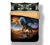 Sticker superb Bedding Set 3D Flying Dragon Duvet Cover Set 3 Pieces with Pillow Sham (Large Dragon, 200 x 200cm)