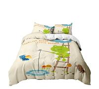 Sticker Superb. Bedding Set Single Non-iron Breathable Microfiber Animal Frog Duvet Cover Set 2Pcs With Zipper, 1 Duvet Cover 135 x 200 cm + 1 Pillowcases 50 x 75 cm (Green A,Single)
