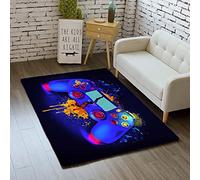 Sticker Superb. Carpet Bedroom Modern Gamer 3D Controller Teenage Child Boy Living Room Rug Non-slip Graffiti Game Console Decoration Carpet Black Purple Pink Flannel Soft Carpets (Color 3,40x60 cm)