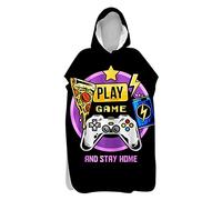 Sticker Superb. Changing Clothes Poncho Beach Towel with Hood Microfiber Gamepad Galaxy Game Control Buttons Gamer Teen Boy Men Sports Robe Swim Surfing Changing Cloak (Colour 6,L 75x110 cm)