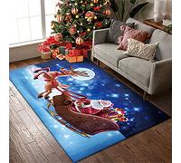 Sticker Superb. Christmas Carpet Area Rug Living Room Santa Claus Bedroom Bedside Blanket Children's Room Splicing Floor Mat Cartoon Snowflake Carpet Door Mat (Blue,80 x 120 cm)