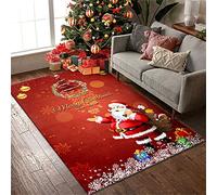 Sticker Superb. Christmas Carpet Area Rug Living Room Santa Claus Bedroom Bedside Blanket Children's Room Splicing Floor Mat Cartoon Snowflake Carpet Door Mat (Red,120 x 160 cm)