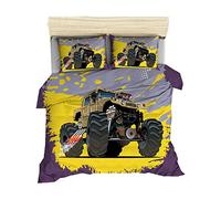 Sticker Superb. City Racing 3D Printing Bedding Set Cool Boy Teen Men Microfiber Truck Car Black Red Flame Zipper Duvet Cover with Pillowcase (Yellow,2Pcs Single 135x200 cm)