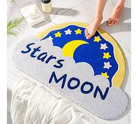 Sticker Superb. Cloud Shaped Star Moon Cow Pattern Half Round Door Mat Non-Slip Frontdoor/Kitchen/Garden, Durable Welcome Entrance Mat Outdoor Indoor, Dirt Trapper Outdoor Door Mat (Blue, 50 x 80 cm)