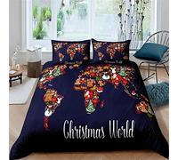 Sticker Superb. Creative 3D World Map Printed Bedding Set Galaxy Art Watercolor Splashing Black Blue White Comfortable Polyester Duvet Cover and Pillowcase 50x75cm (Multi 1,Double 200x200 cm)