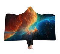 Sticker Superb Galaxy Hooded Blanket Soft Sherpa Fleece Blankets for Adults Child Cozy Outer Space Blanket with Hood (Multicolor 2, 60"x80")