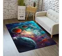 Sticker Superb. Galaxy Starry Sky Carpets for Teen Boy Gril Kids 3D Outer Space Planet Print Bed Rugs Bedroom Living Room Decorations Floor Indoor Area Rugs Washable Non-Slip Pads (Blue,60x90 cm)