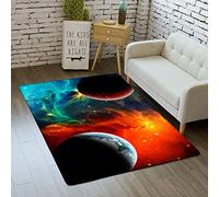 Sticker Superb. Galaxy Starry Sky Carpets for Teen Boy Gril Kids 3D Outer Space Planet Print Bed Rugs Bedroom Living Room Decorations Floor Indoor Area Rugs Washable Non-Slip Pads (Orange,60x90 cm)