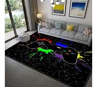Sticker Superb. Gamer Controller Area Rugs Non-Slip Floor Mat Doormats Home Runner Carpet for Living Room Bedroom Kids Play Crawl Teenage Child Boy Graffiti Game Console Big Rug (Black, 160x200 cm)