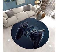 Sticker Superb. Gamer Rug Circle Rug Decor Non-Slip Entrance Round Area Rug for Bedroom Playroom-Game Video Gaming Pattern Carpet for Living Room Teenage Child Boy Girl Bedroom (Color 2,120cm)