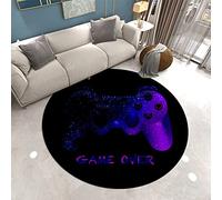 Sticker Superb. Gamer Rug Circle Rug Decor Non-Slip Entrance Round Area Rug for Bedroom Playroom-Game Video Gaming Pattern Carpet for Living Room Teenage Child Boy Girl Bedroom (Color 1,60cm)