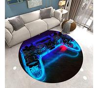 Sticker Superb. Gamer Rug Circle Rug Decor Non-Slip Entrance Round Area Rug for Bedroom Playroom-Game Video Gaming Pattern Carpet for Living Room Teenage Child Boy Girl Bedroom (Color 3,140cm)