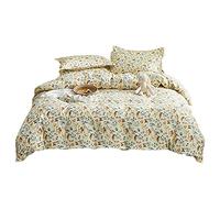 Sticker Superb. Garden Flower White Modern Duvet Cover with Zipper, Girl Boy Toddler Soft Warm Bedding Set Quilt Cover Pillowcase Microfiber Polyester Non-iron All Year (Yellow,King 220x240cm)