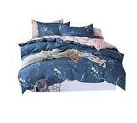 Sticker superb King 220x240cm Floral Duvet Cover Set 4 Pieces Plant Modern Quilt Cover Set with Bedding Sheet Soft Polyester (Oriental Flower, King 220 x 240cm 4 Pieces)