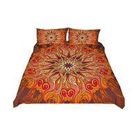 Sticker Superb Mandala Bohemian Bedding Set 2/3 Pieces, Blue Purple Pink Black Gold Flower Bohemian Girl Housewife Duvet Cover + Pillow Set 50x75 cm (Orange, 200 x 200 cm)