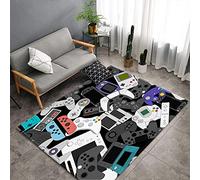Sticker Superb. Modern Gamer Carpets for Bedrooms Teenager Anime Gaming Graffiti Gamepad Joystick Pattern Bed Rugs Living Room Decorations Floor Indoor Area Non-Slip Pads (Grey 1,120x180 cm)