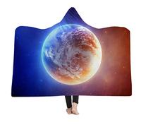 Sticker Superb Moon Star Pattern Hooded Blanket Wearable Blanket Shawl of The Office Travel Train Plane Adult Child (Style 2, 60"x80")