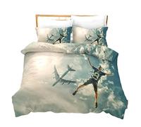 Sticker Superb. Plane Airplane Bedding Set Single Double King Size 2/3 Pieces Lightweight All Year Duvet Cover Set Teenager Boy Girl Kids Men Sky Cloud Sunset Sun with Pillowcase (Blue B,Single)