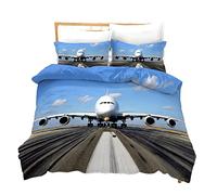 Sticker Superb. Plane Airplane Bedding Set Single Double King Size 2/3 Pieces Lightweight All Year Duvet Cover Set Teenager Boy Girl Kids Men Sky Cloud Sunset Sun with Pillowcase (Blue A,Single)